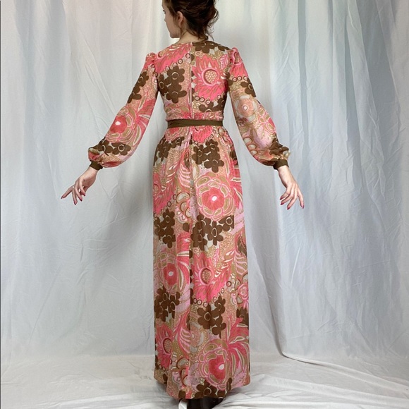 Vintage Psychedelic Maxi Renaissance Dress. Diolen Loft - Picture 6 of 12